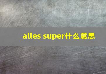 alles super什么意思